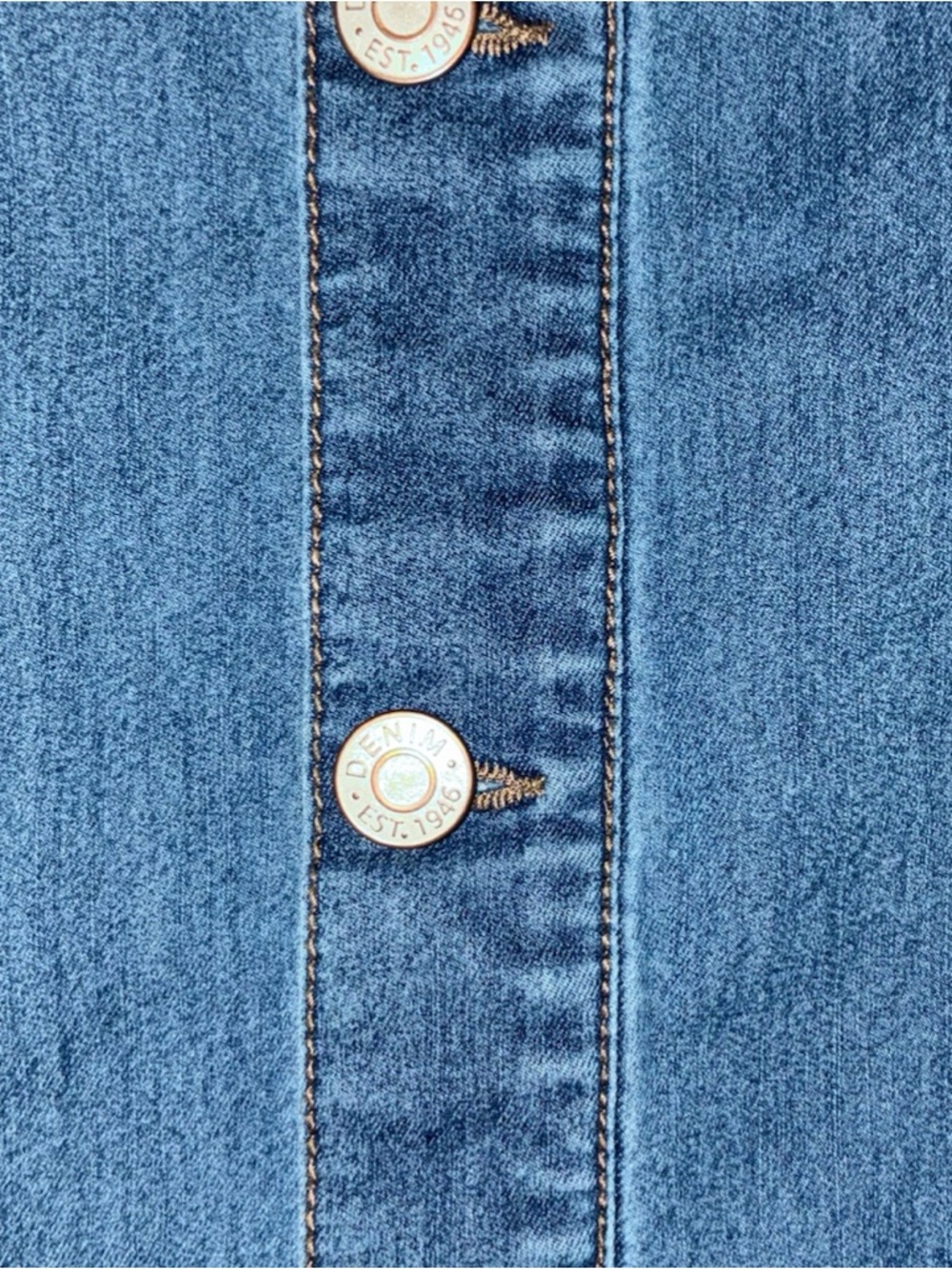 High-Waist Button-Front Denim Flounce Mermaid Midi Skirt - Picture 4 of 7